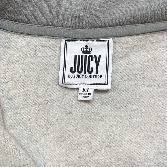 Juicy by Juicy Couture Women Gray Full Zip Hoodie Sweatshirt Sz M - Picture 2 of 5